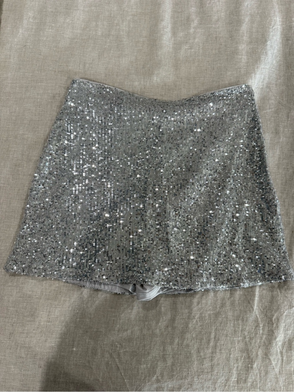 Abercrombie & Fitch Scarlett Silver Sequin Mini Skort